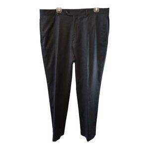 BROOKS BROTHERS MADISON FIT CHARCOAL GREY FLAT FRONT PANTS W38 L30 MERINO WOOL